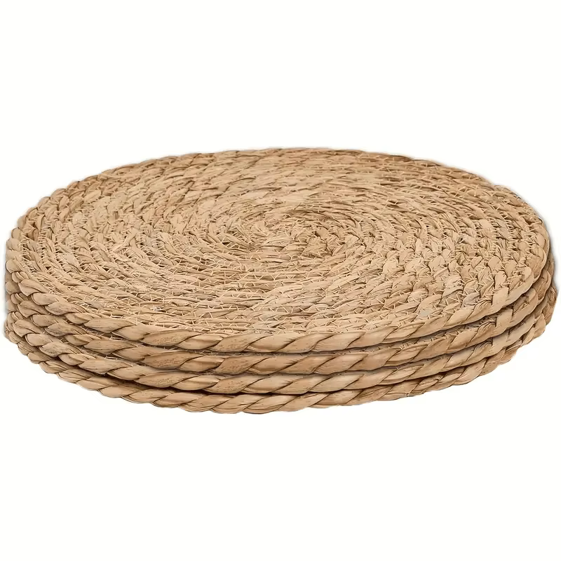 4 pièces de sets de table ronds en rotin, durables et faciles à nettoyer pour la salle à manger à do
