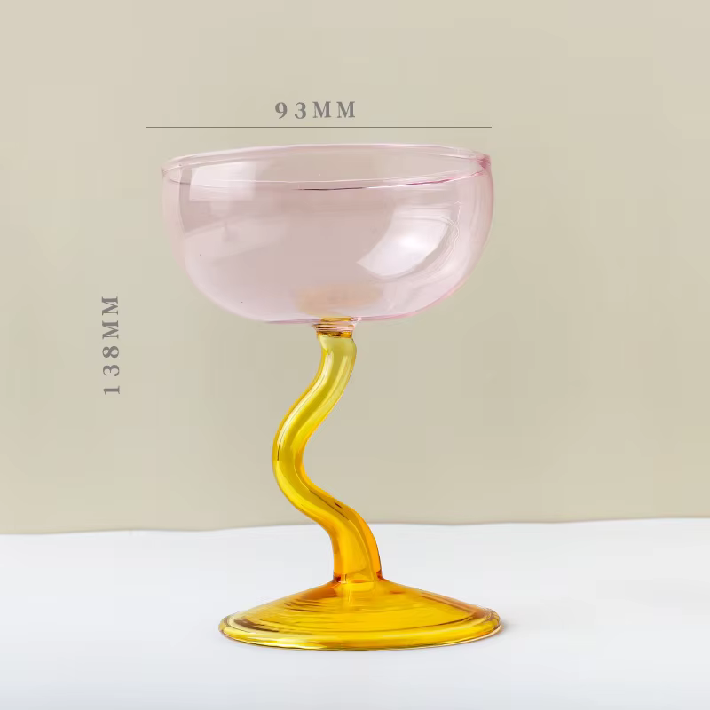 Bol rond gobelet Dessert tasse en verre tasse en forme de S tige bol de crème glacée tasse Milkshake