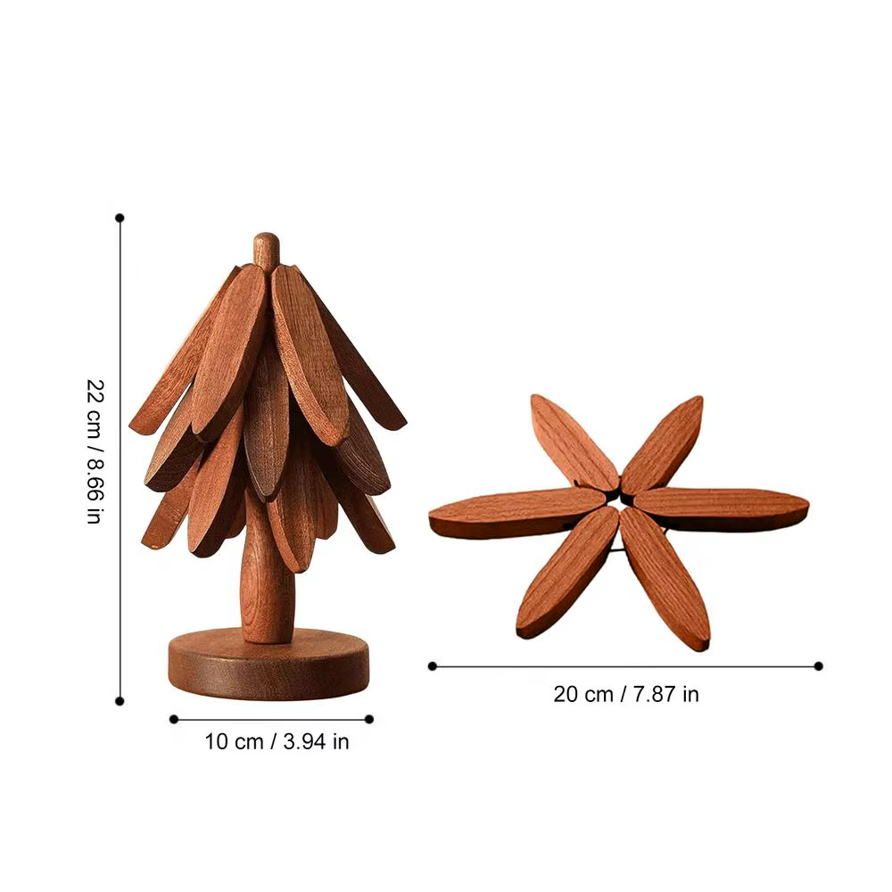 Ensemble de dessous-de-plat et de dessous-de-verre en bois, motif arbre, antidérapant et isolant the