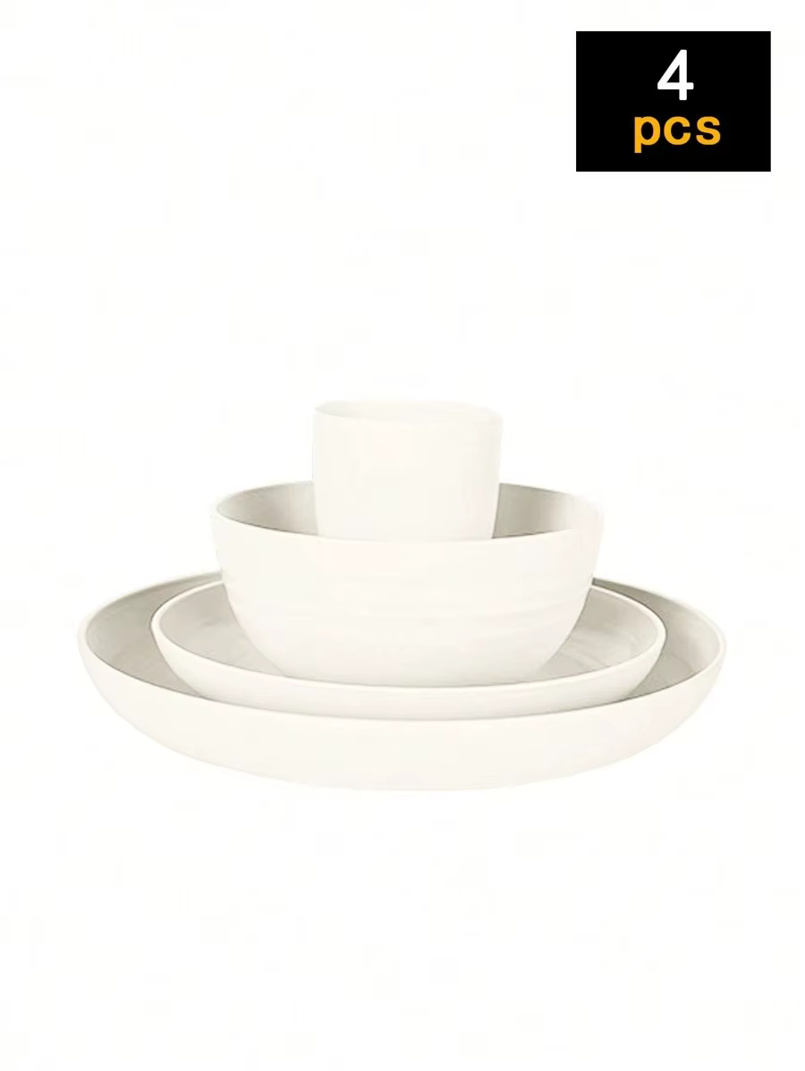 Ensemble de vaisselle en plastique réutilisable 4/16/24 pièces, comprenant des assiettes, des bols e