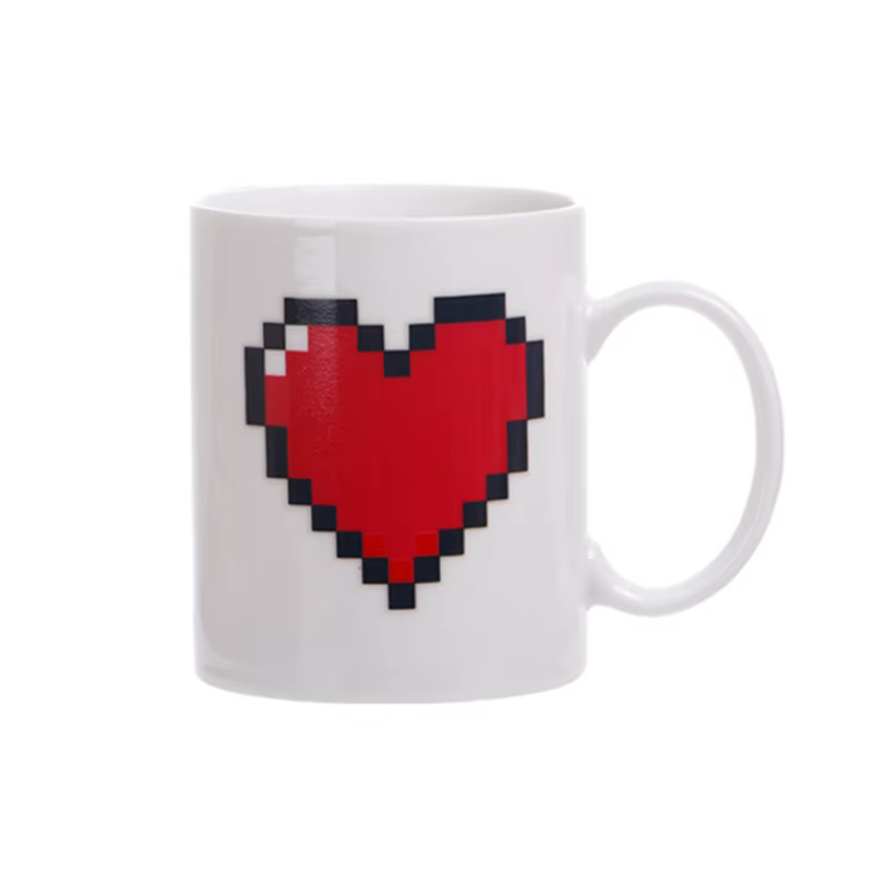 Tasse en céramique à changement de documents en forme de cœur de pêche, tasse magique fantaisie, tas