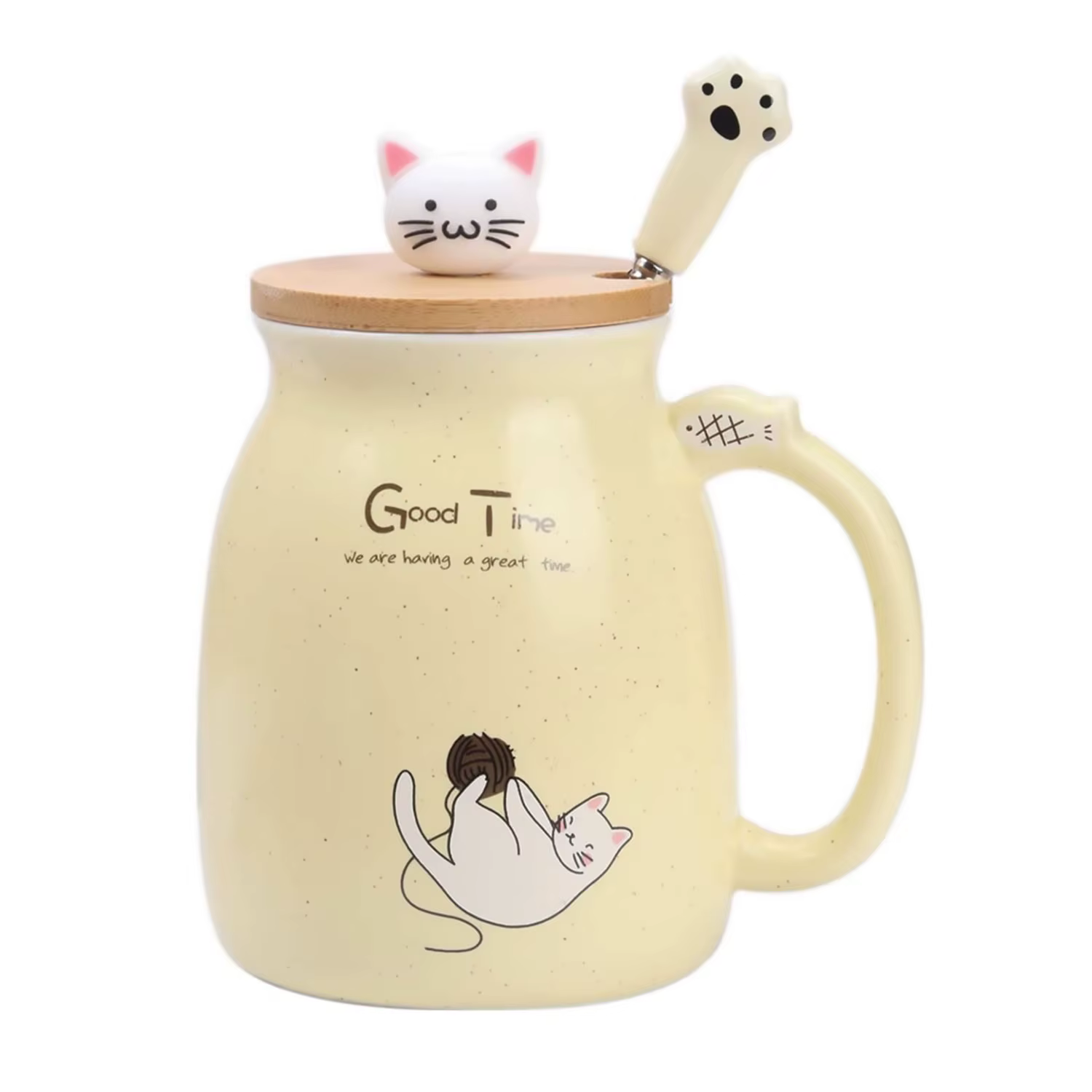 Tasse à thé Kawaii, tasse à café en céramique avec chat mignon, avec couvercle et cuillère, cadeaux