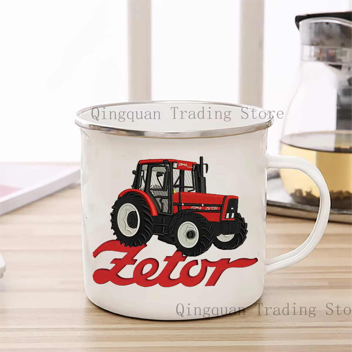 Zetor tasse émaillée tasse à café 11oz céramique café thé cacao tasse poignée thé boisson tasse souv