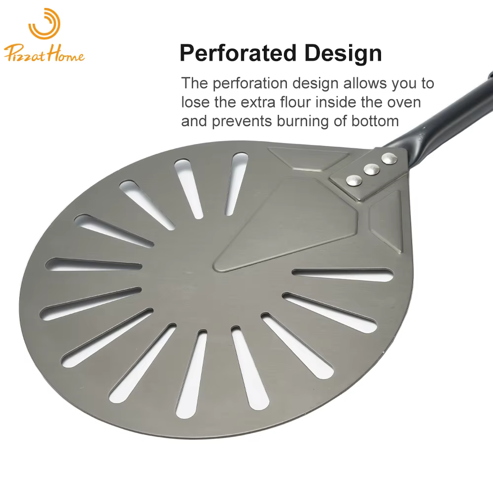 12 "duro anodisé perforé Pizza Peel Rectangle Pizza tournant pelle ensemble aluminium Pizza Peel Pad