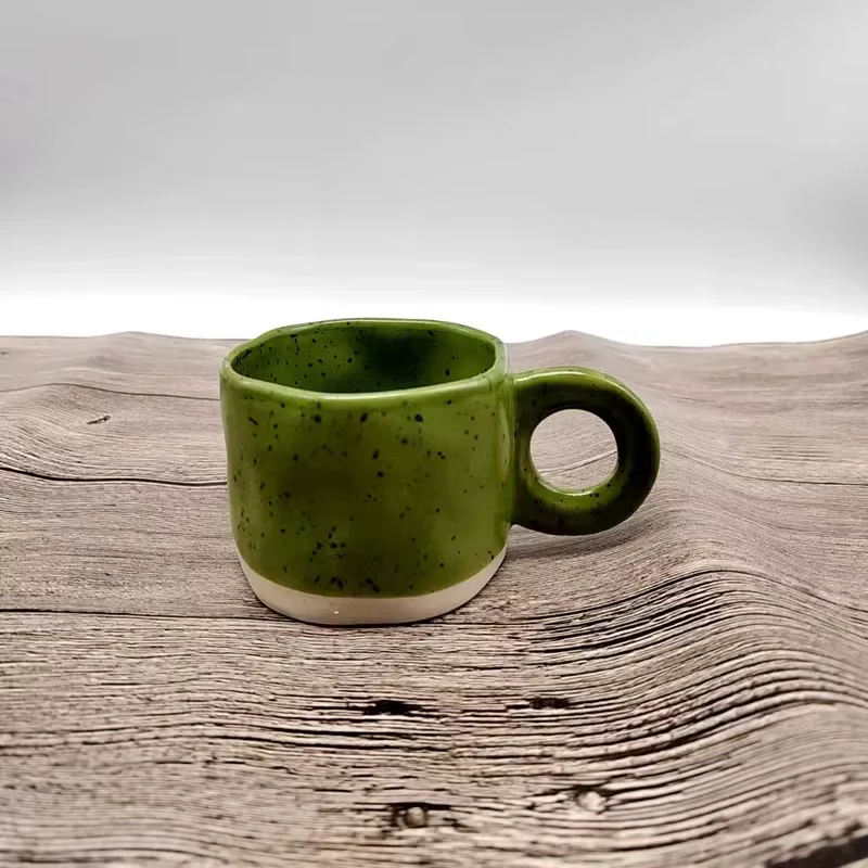 Tasses en céramique de 250ML, poignée annulaire créative, Style coréen, encre irrégulière, tasse à c