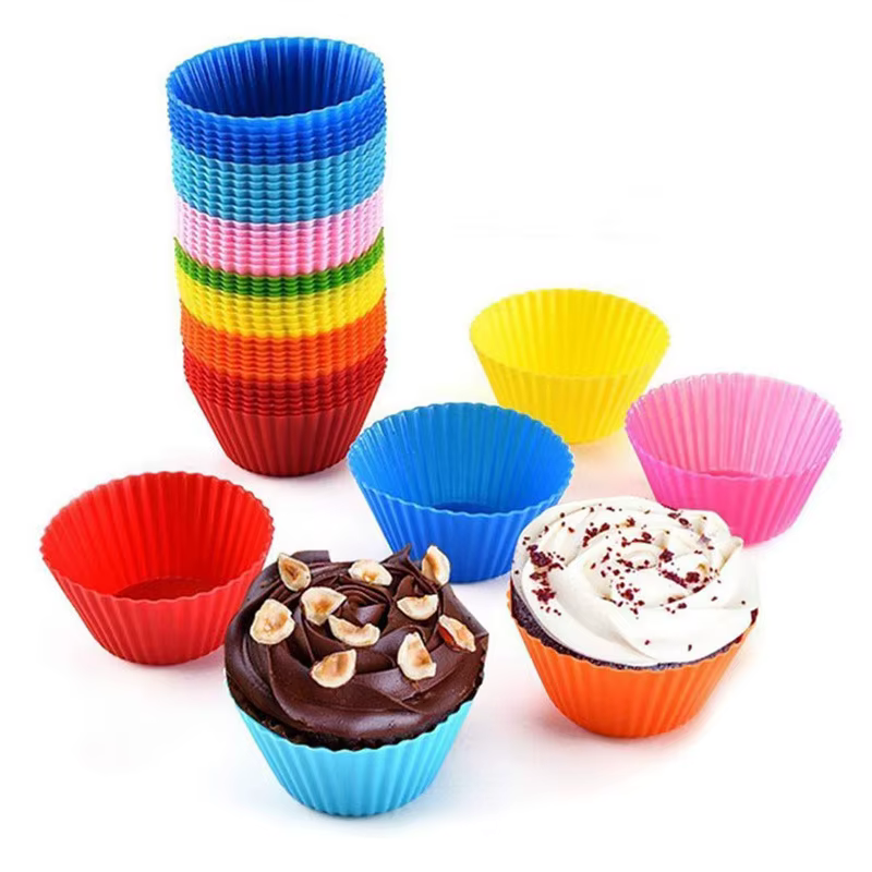 Moule à gâteau rond en Silicone en forme de cœur, 12 pièces/lot, moules de cuisson pour muffins, cup
