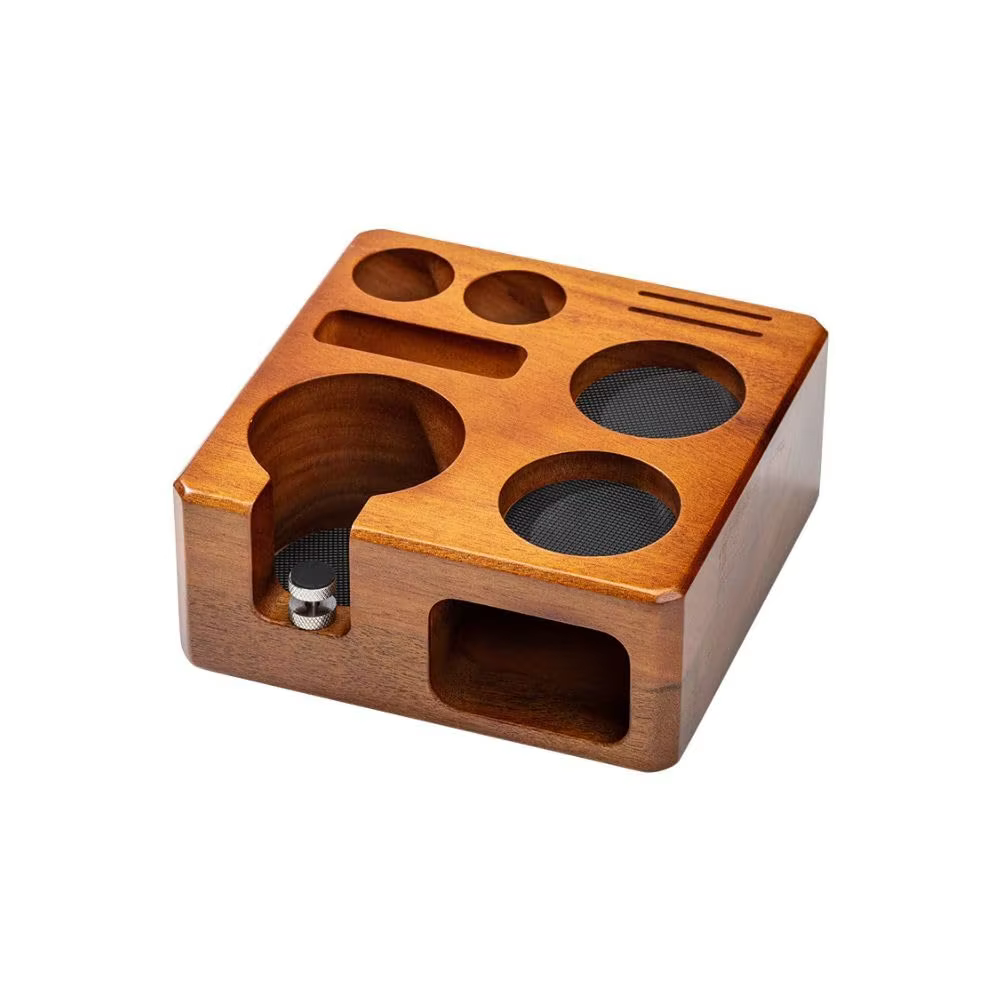 Station de tamping pour expresso, organisateur de station à café réglable en noyer compatible avec l