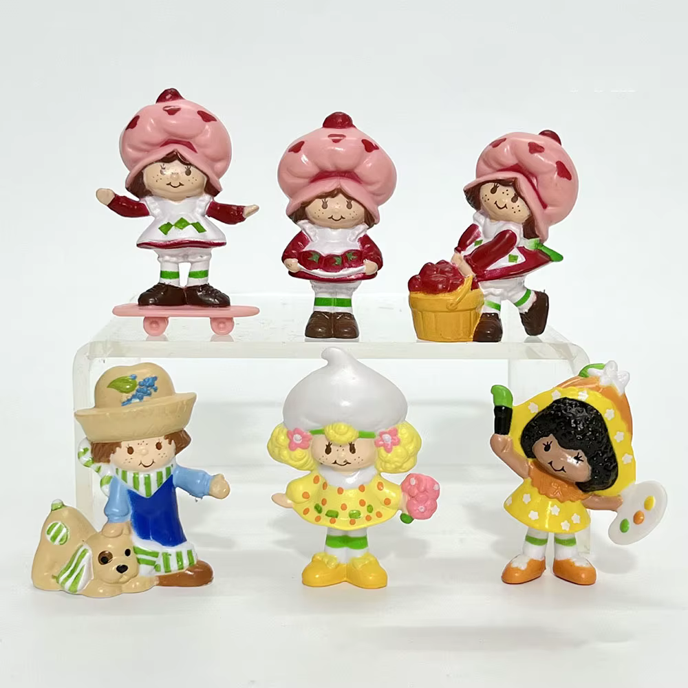 Fille aux fraises, style pastoral mignon, modèle de dessin animé, jouets kawaii, 6 pièces, jouet, dé
