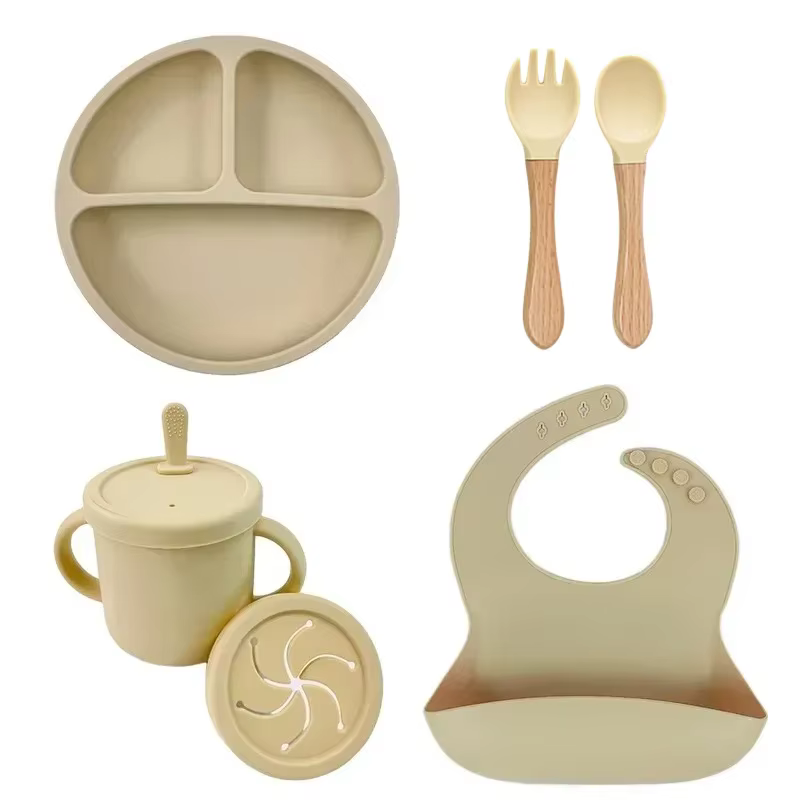 Ensemble de plats en Silicone de qualité alimentaire pour enfant, bol d'alimentation pour bébé, plaq