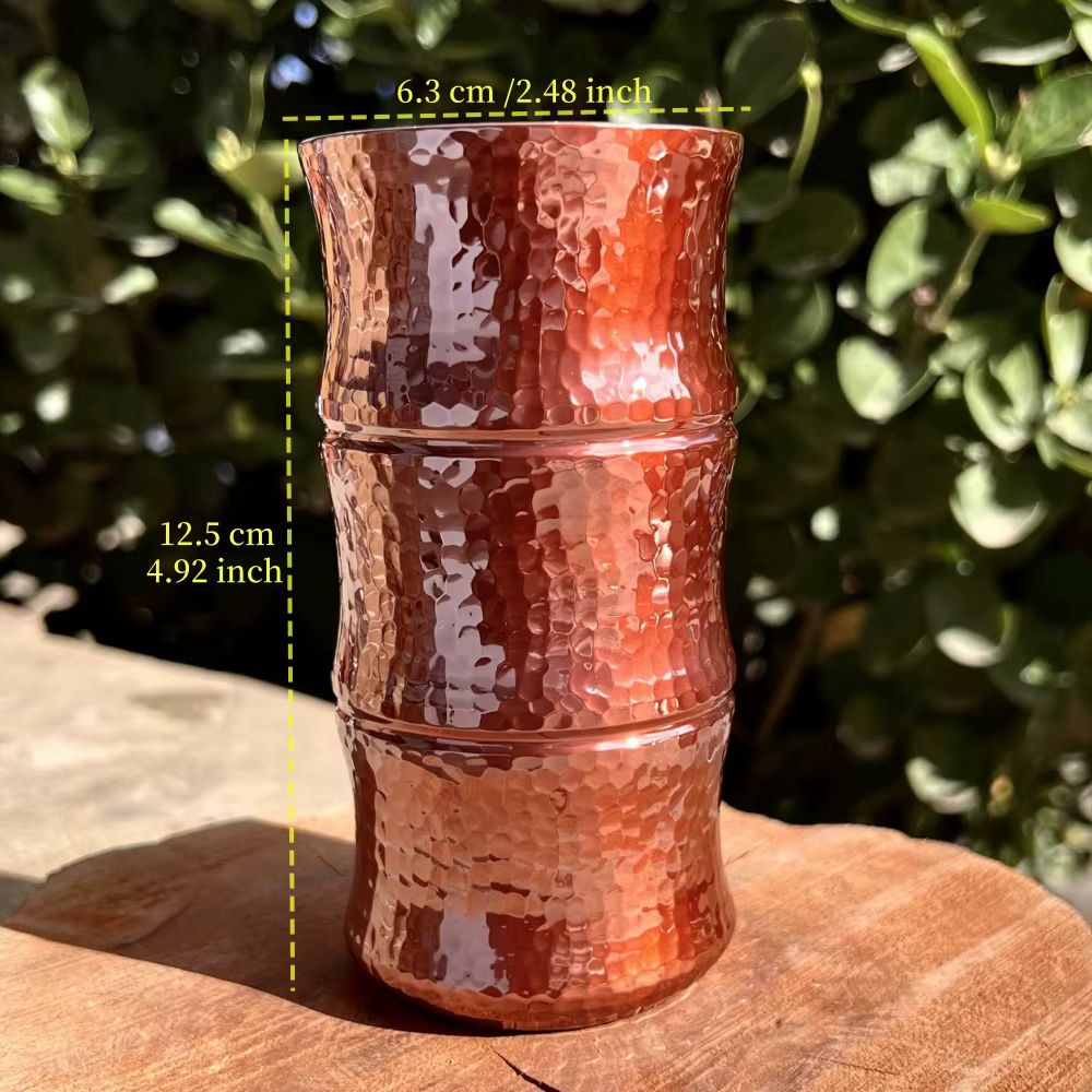 Tasse à café en cuivre pur fabriquée à la main en forme de bambou, mule d'eau épaisse de moscou, tas