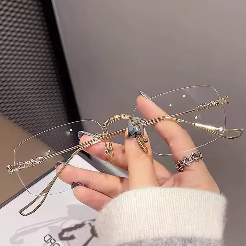 Vintage Y2K Anti lumière bleue bloquant les lunettes mode Transparent carré sans cadre lunettes arge