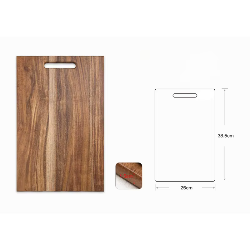 Planche à découper carrée en bois d'acacia massif, simple, pour la cuisine, pour couper les steaks,