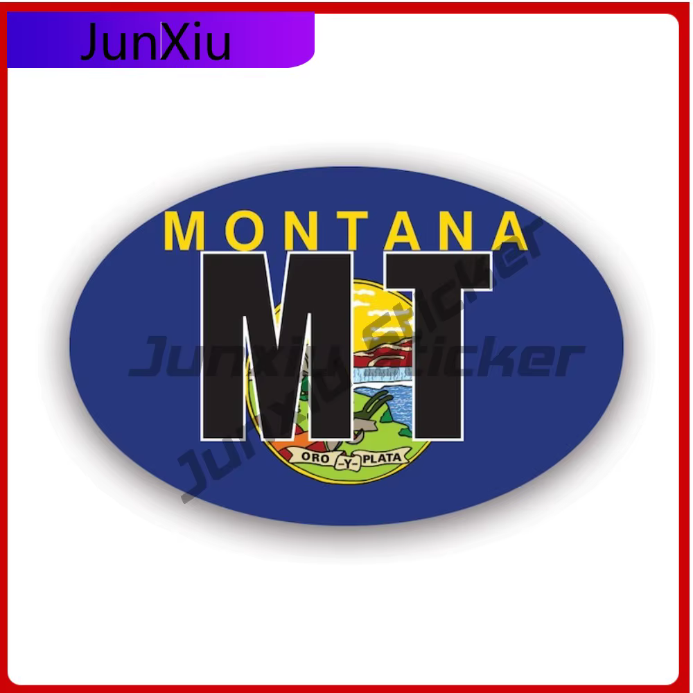 Autocollant ovale drapeau du Montana, imperméable, pour extérieur, mignon, pour fenêtre, en vinyle,