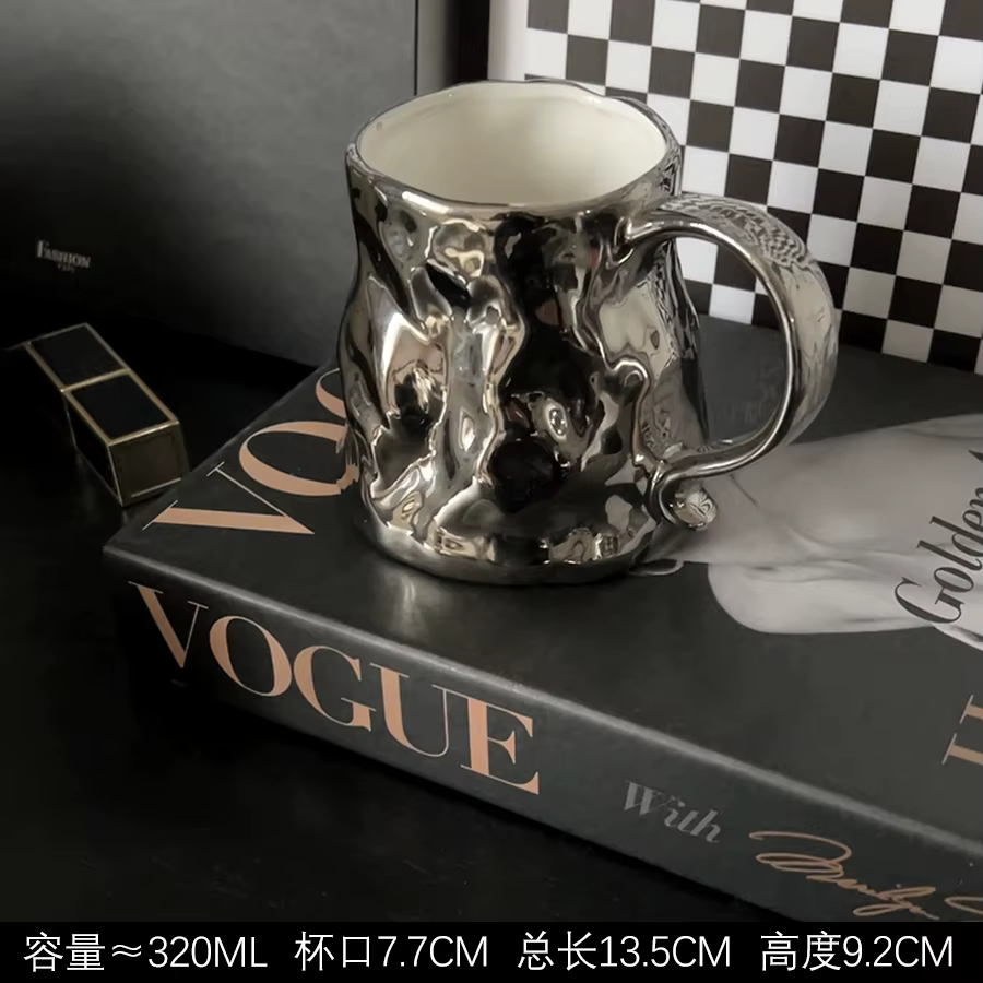 Livetai – ensemble de tasses à café en céramique argentée élégante, verres élégants et durables, cad