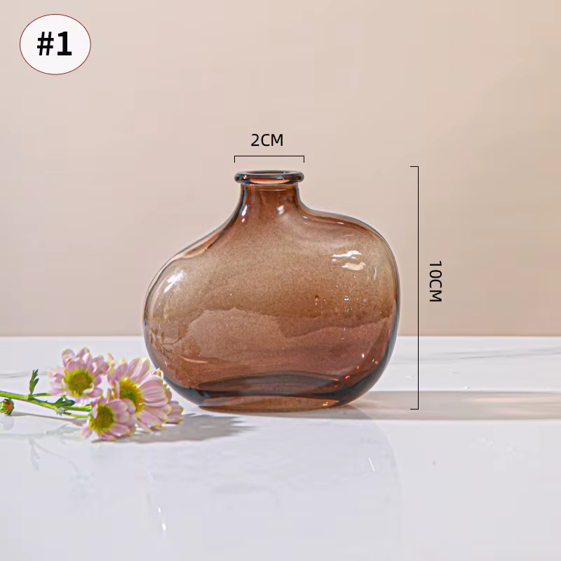 Vase en verre rétro marron, bouteille de fleurs, Arrangement de fleurs, Terrarium hydroponique, Vase