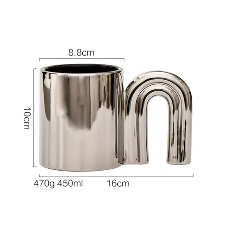Ahunderjiaz-Tasse à café en céramique argent nordique, tasse de luxe créative, ensemble de boissons 
