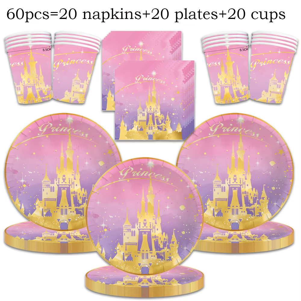 Ensemble de tasses, assiettes, serviettes, vaisselle, décorations de fête d'anniversaire pour enfant