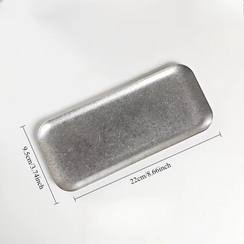 Plateaux rétro en acier inoxydable, assiettes à Sushi, assiettes à collation, assiettes à pâtisserie