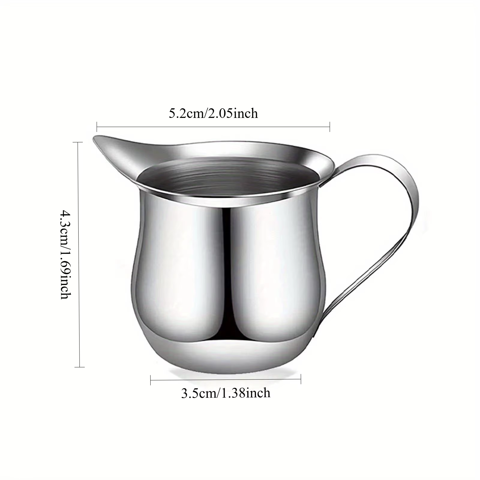 Pichet à café et lait en acier inoxydable, pichet à expresso, tasse à mesurer de once avec bec verse