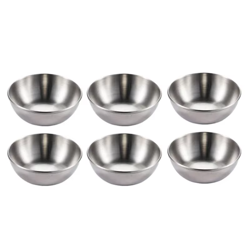Ensemble de 6 petits plats à Sauce en acier inoxydable, plateau de service d'assaisonnement, assiett