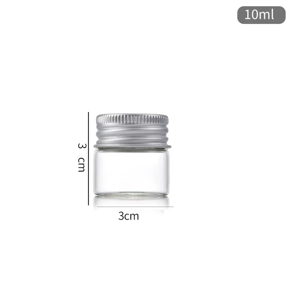Bouteilles en verre, mini flacons de stockage, pots d'échantillons, bouchons en aluminium, fournitur