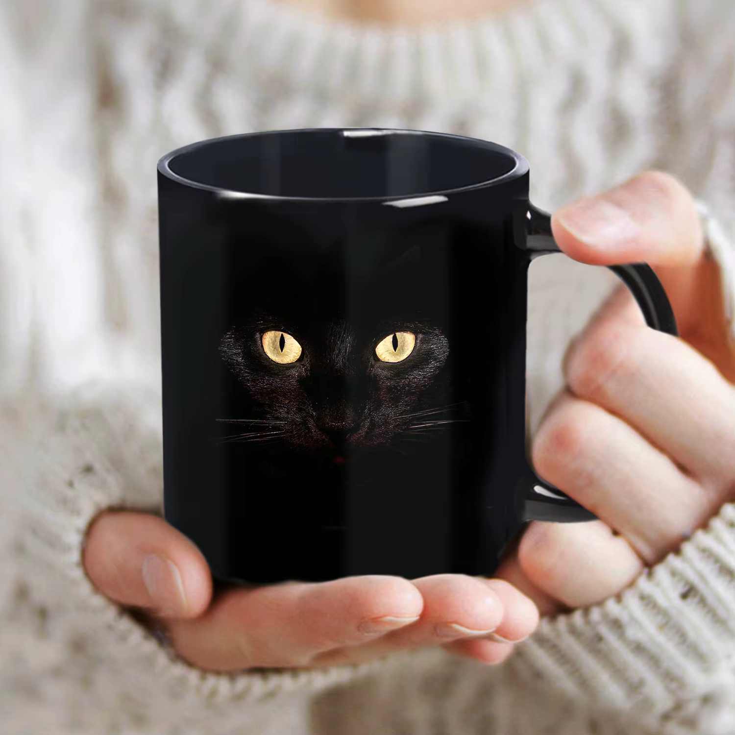 1 pièce, tasse à café chat noir 11 oz - Design ludique - Cadeau d'échauffement pour les amoureux des