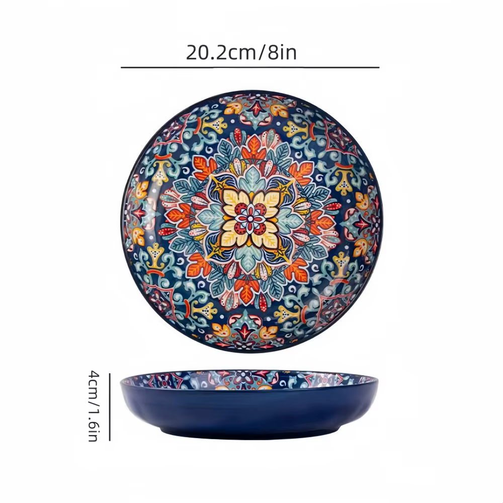 Assiette en céramique bohème, assiette de nourriture occidentale créative pour la maison, assiette d