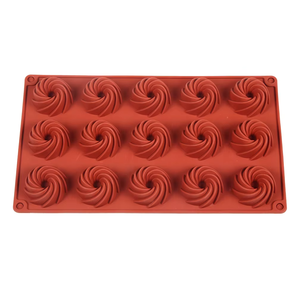 Moule à gâteau en Silicone en forme de spirale à 15 trous, Mousse, Dessert, cuisson de beignets au c