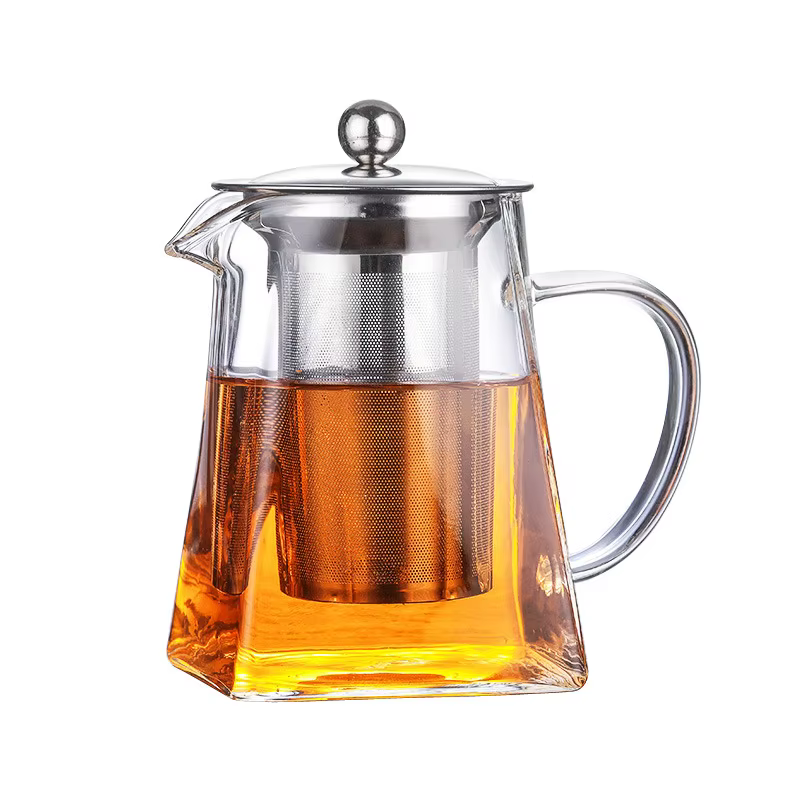 Théière en verre résistant à la chaleur avec infuseur à thé en acier inoxydable, filtre, bouilloire