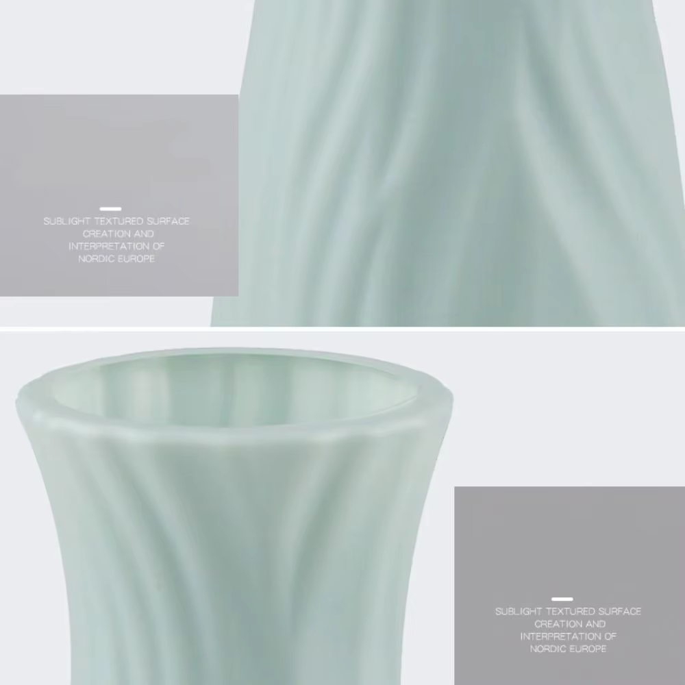 Vase à Fleurs en Plastique et Céramique Solide, Récipient de Décoration de Salon