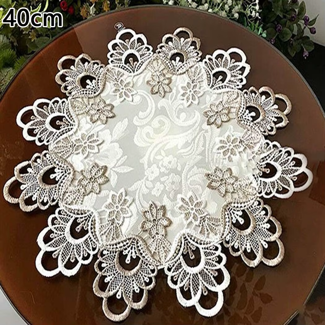 Nappe en tissu moderne européen avec garniture en dentelle, petite nappe ronde pour chambre à couche