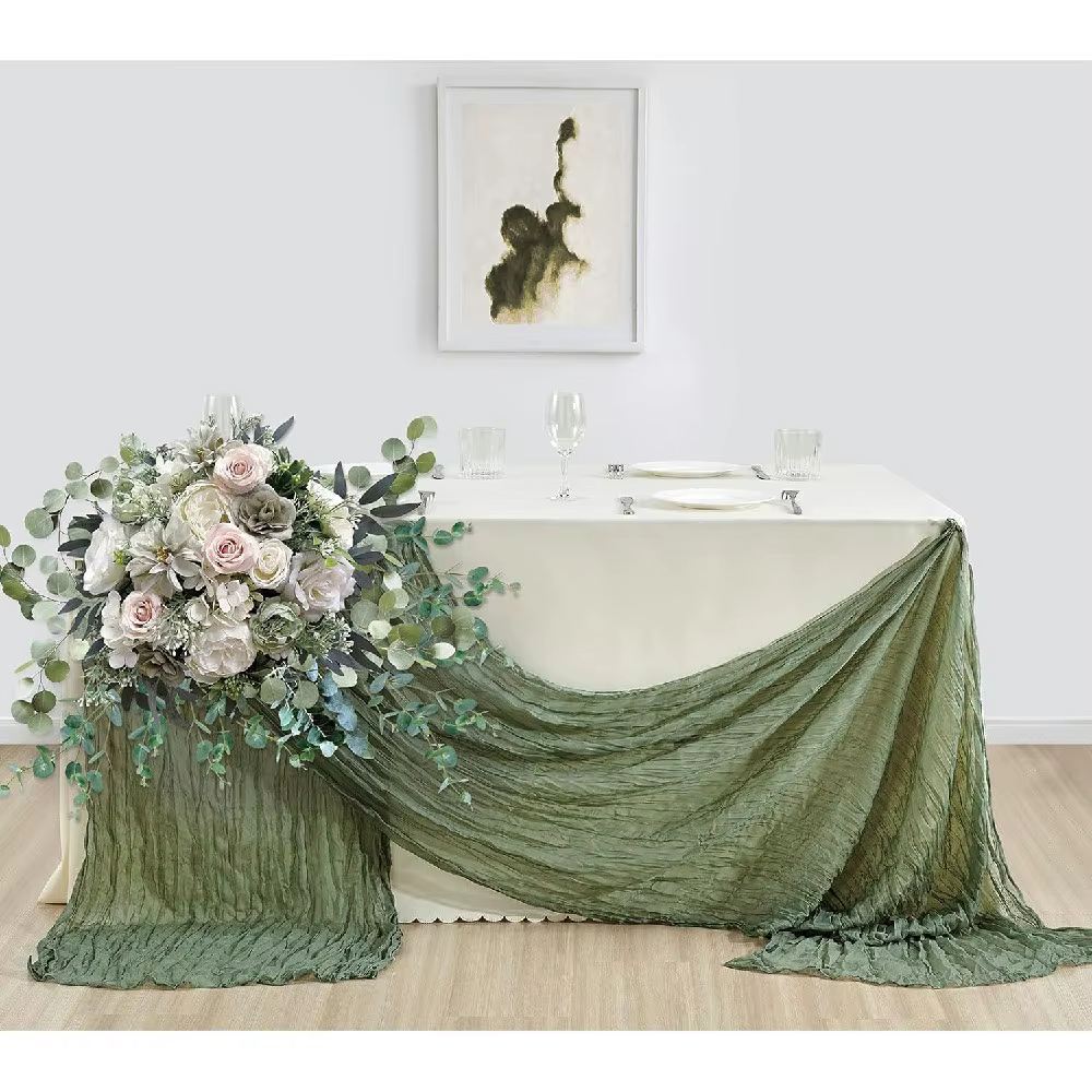 Chemin de Table en gaze style Boho, 10 pièces, 40x270cm, chemin de Table romantique pour mariage, ré