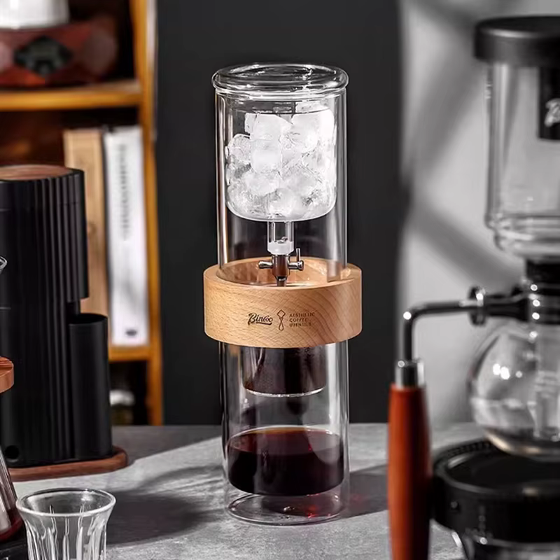 Cafetière à infusion froide en verre de 600ml, goutteur de café glacé, pot à goutte lente avec papie