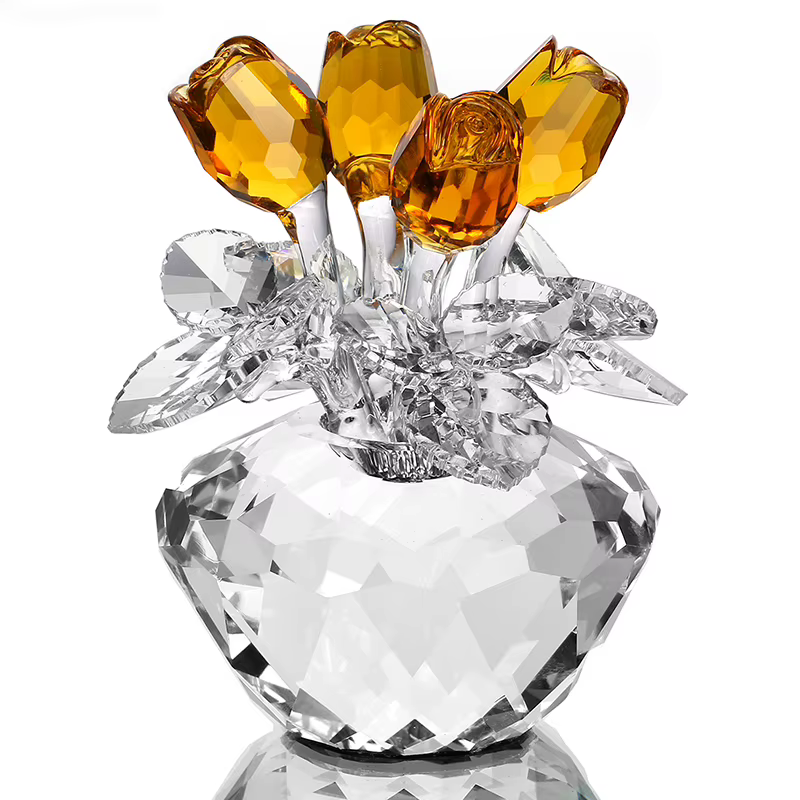 Figurines de roses en cristal, décoration de voiture de mariage, cadeaux de vacances