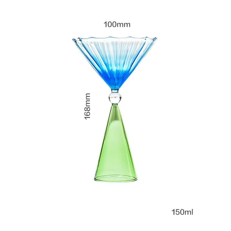 Créatif deux tons vert bleu ambre violet couleur ondulation Style Martini Mojito Champagne Margarita
