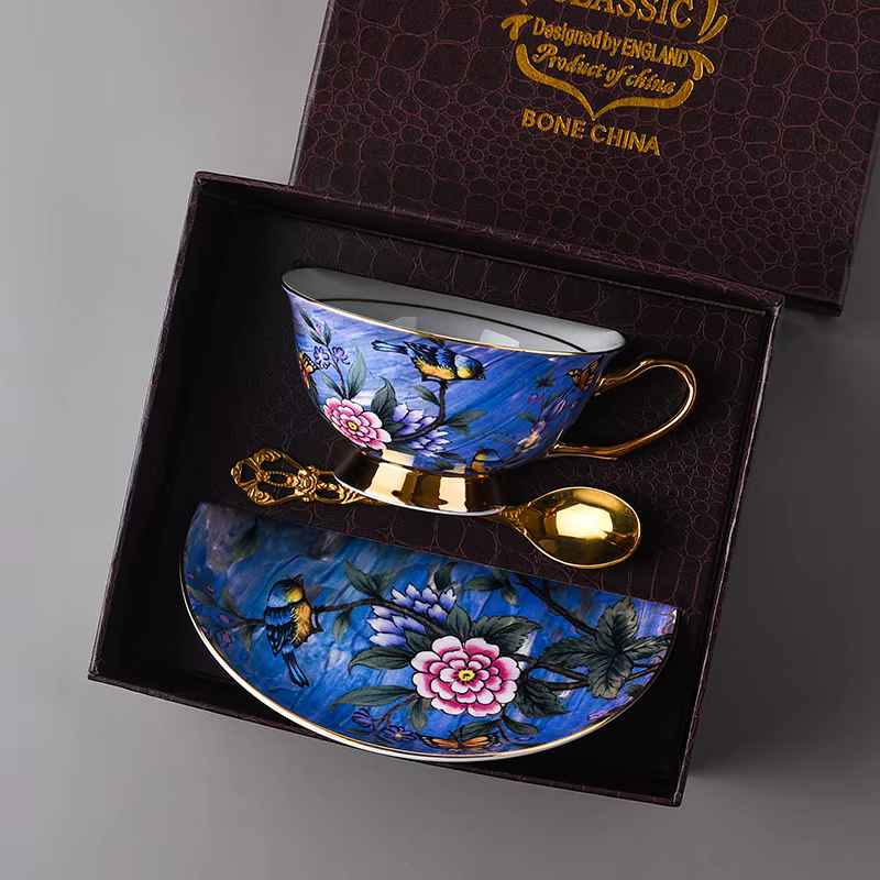 Tasses à café en céramique à motif d'oiseau européen, tasse de couple, rose, bleu, nordique, léger, 