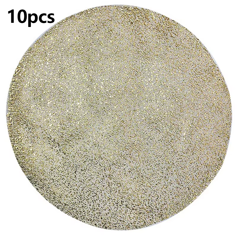 Ensemble de sets de table jetables en or, ronds de 13 pouces, en maille de feuille d'or pressée, pou