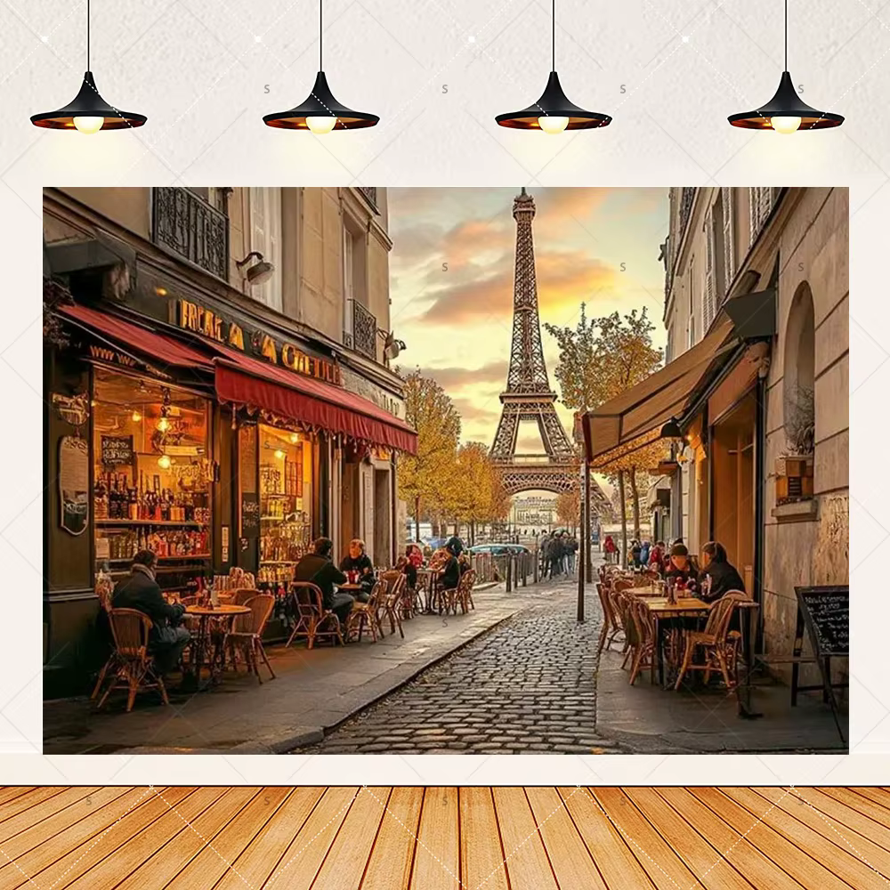 Décor de café parisien, photographie de style parisien ‌   Fournitures de décoration pour fête d'ann