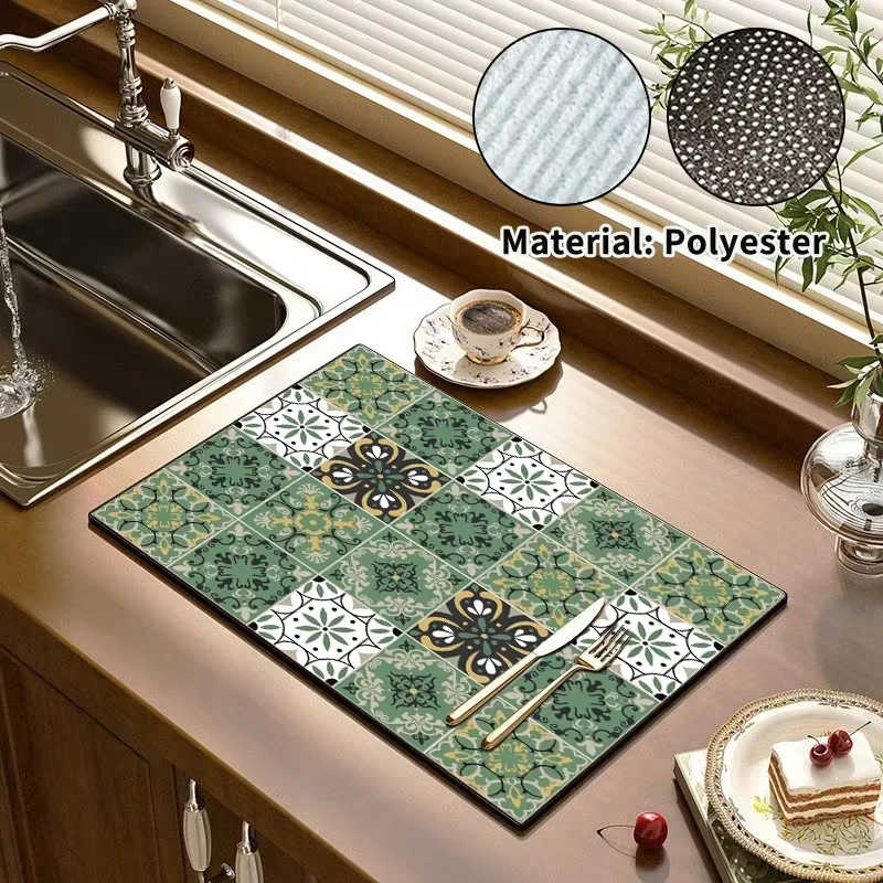 tapis cuisine Égouttoir Absorbant pour le vaccage de la Vaisselle, Tapis de Cuisine, Bouteille de Ta