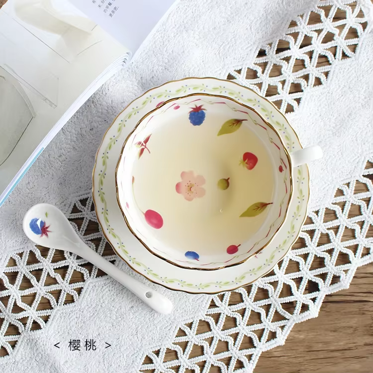Service à café et thé de style européen avec motif floral, 150 ml, tasse et soucoupe en céramique Ph