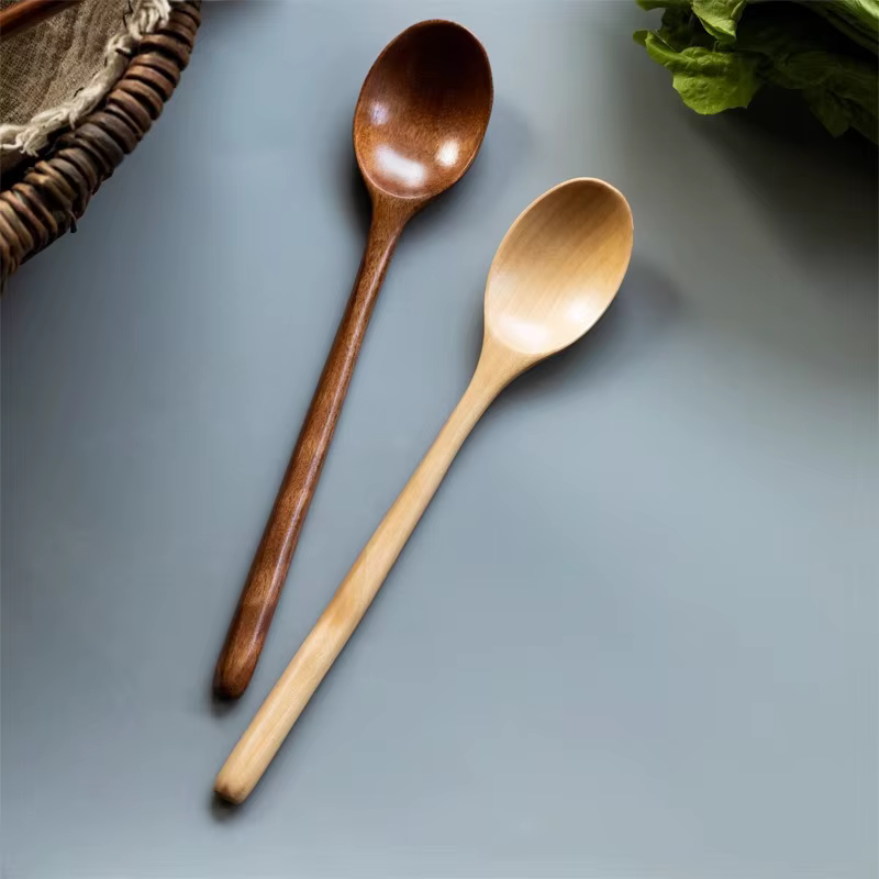 Cuillère à thé en bois, 2 pièces, ustensiles de cuisine, pour soupe, café, miel