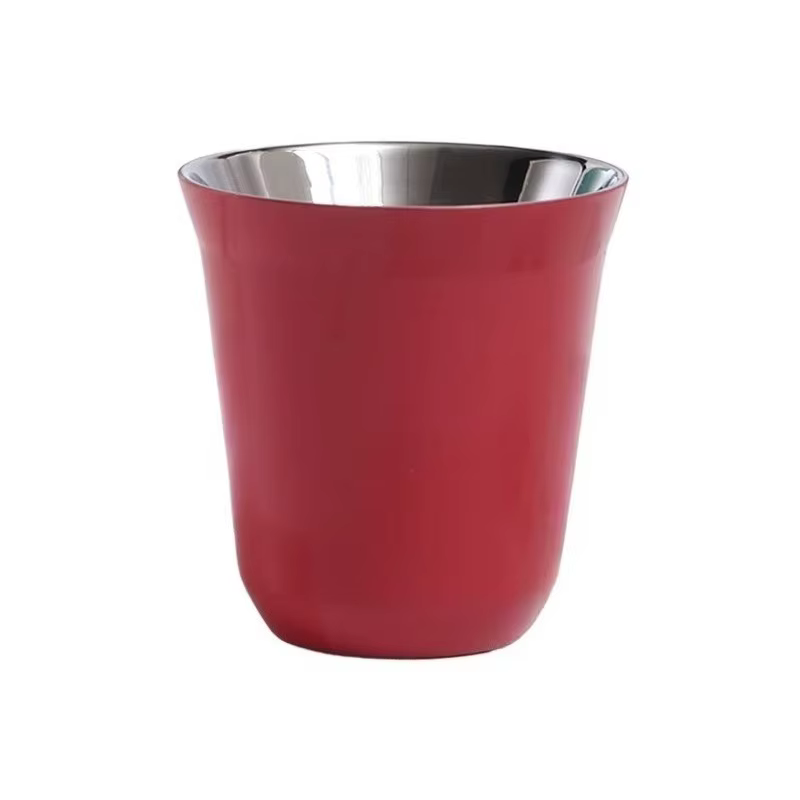 Tasse à café capsule en acier inoxydable à double paroi avec fond plat, 80 ml/160 ml, pour l'été, ta