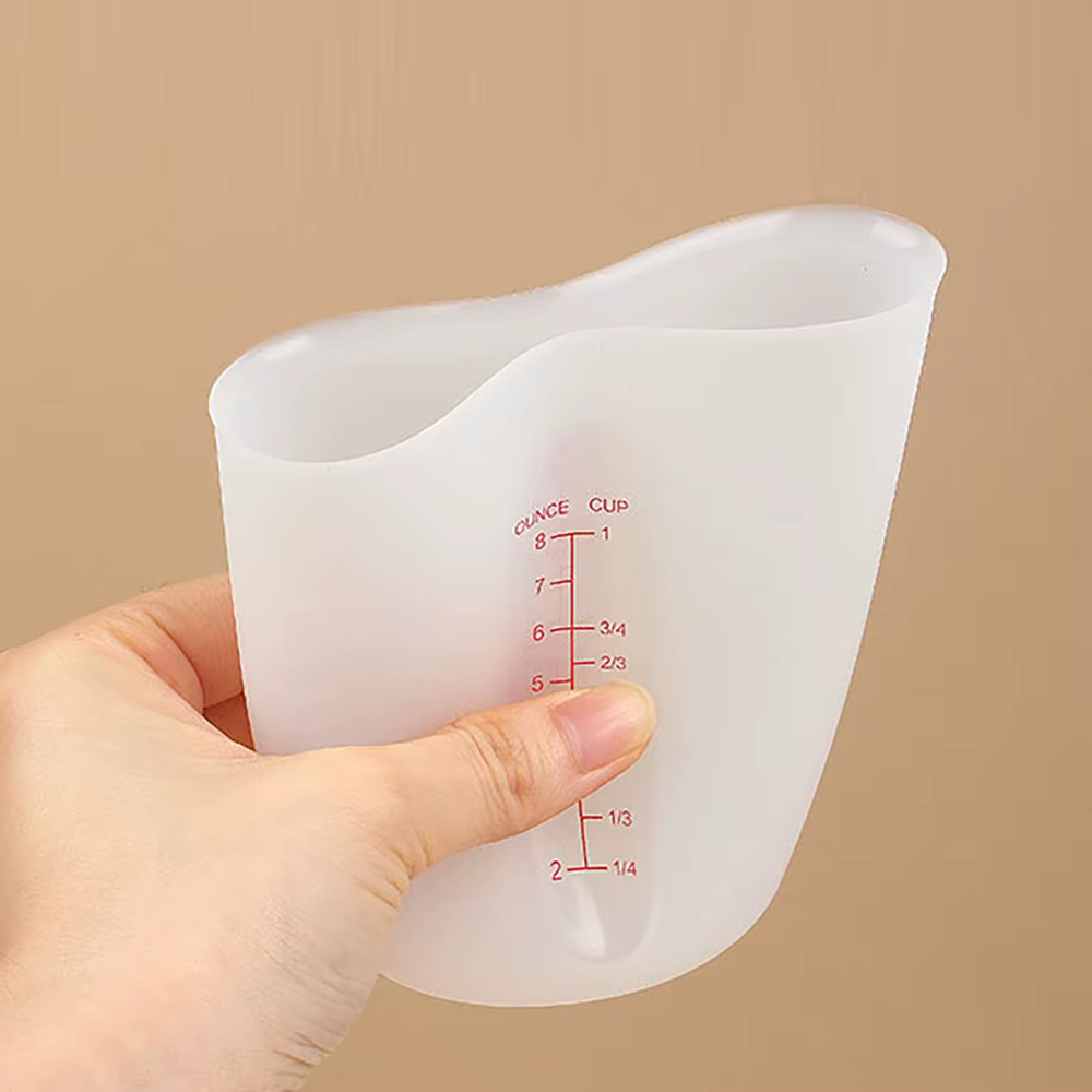 Tasse à mesurer en Silicone avec échelle, tasse à mesurer transparente, tasse à mesurer souple résis