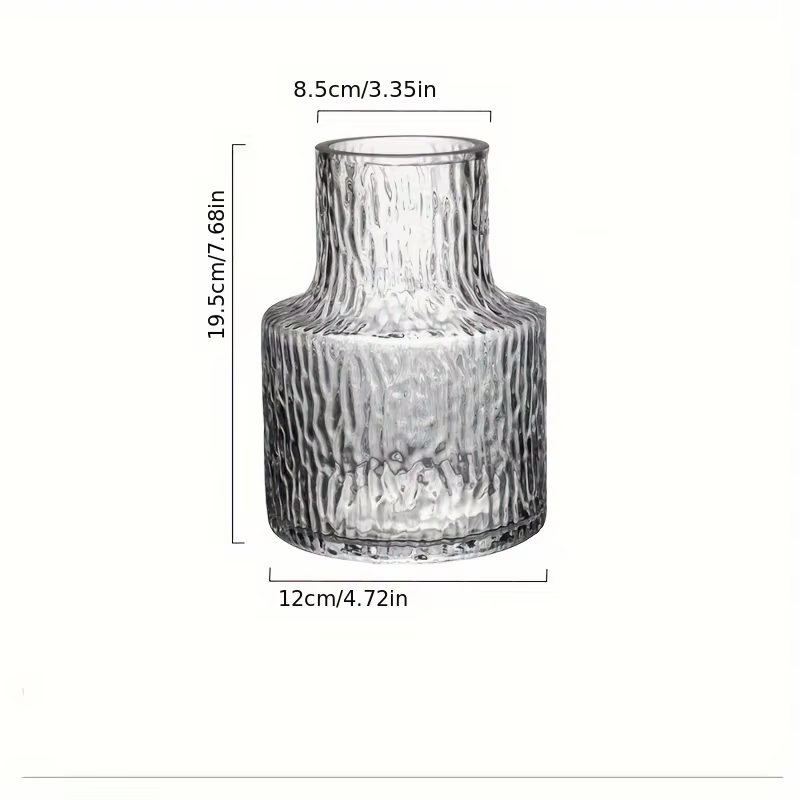 Vase en verre texturé glacier fait à la main, calibre 8 cm/3,15 pouces pour motif floral à large bou