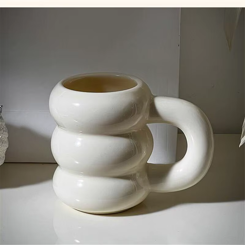 Mignon épaissir tasses d'eau en céramique café tasse à lait avec poignée 420Ml grande tasse de jus e