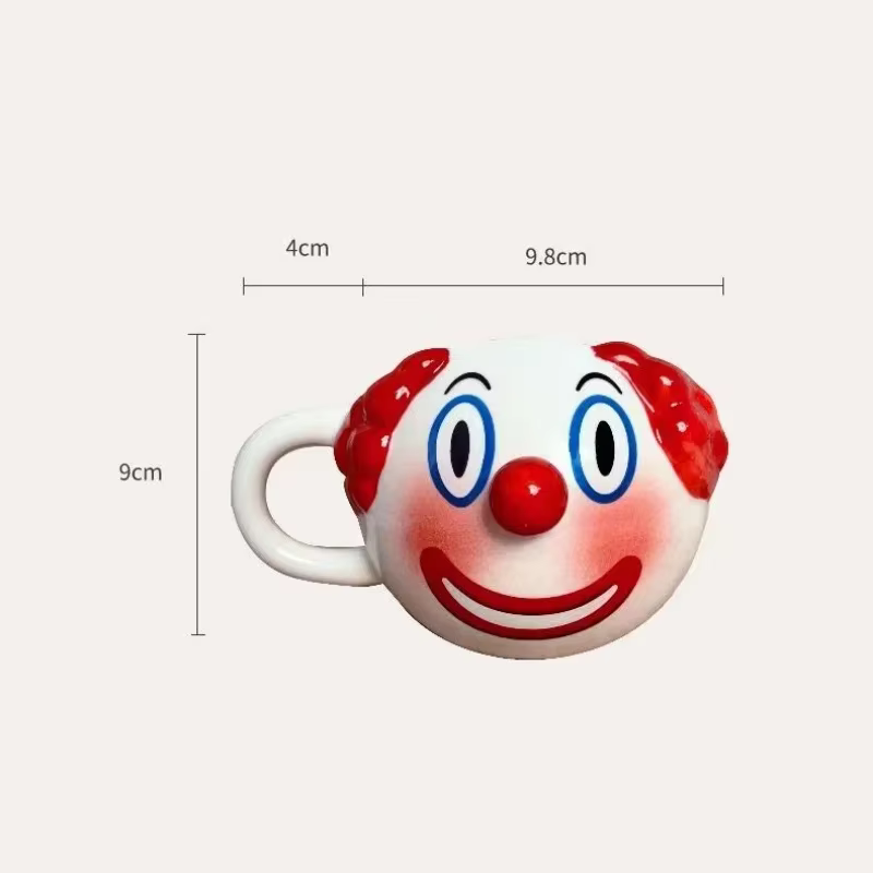 Tasse à café en céramique en forme de Clown avec poignée, tasse de petit déjeuner en porcelaine Joke