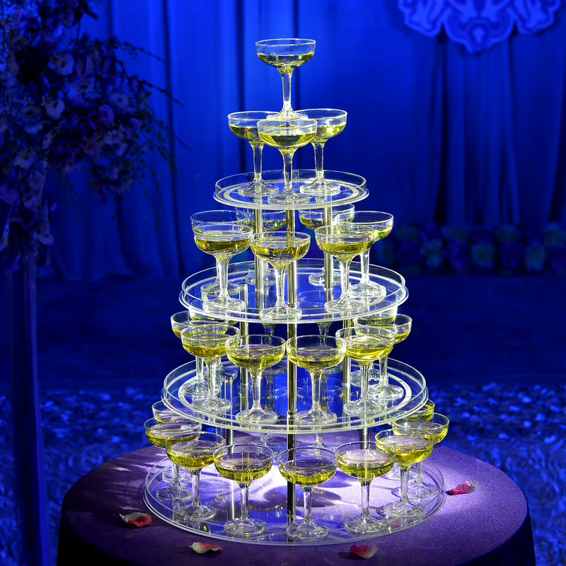 Verre à vin rond en acrylique à quatre couches avec circonférence, champagne de mariage strictement,