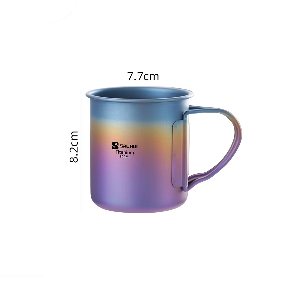 Tasse à thé et café portable ultralégère en titane coloré, avec poignée pliable, pour le camping, la