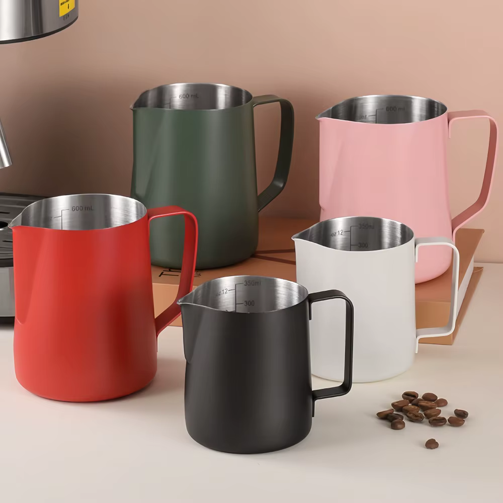 Pichet à mousse de café et de lait, 350/600ML, en acier inoxydable 304, échelle précise, haute quali