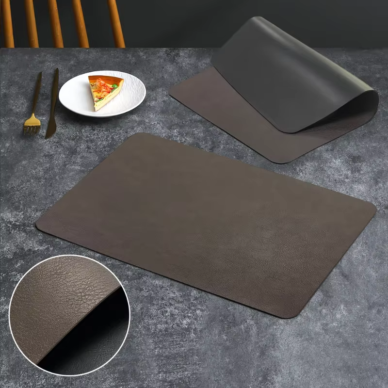 Napperon de luxe en cuir imperméable, Double couche de peau de vache, tapis alimentaire occidental, 